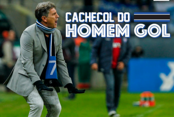 Após polêmica, perfil do Grêmio faz divulgação do cachecol do clube: "Protege do frio e do banho gelado" Cachecol