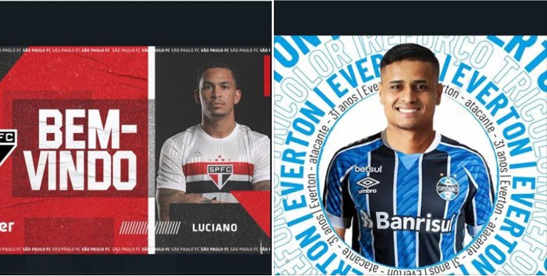 Grêmio e São Paulo anunciam oficialmente a troca entre Luciano e Everton; saiba tempo de contrato Everton