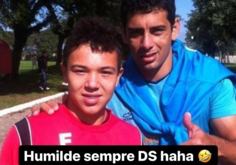 Do passado para o presente: a história da foto entre o pequeno Pepê e o já adulto Diego Souza Pepê
