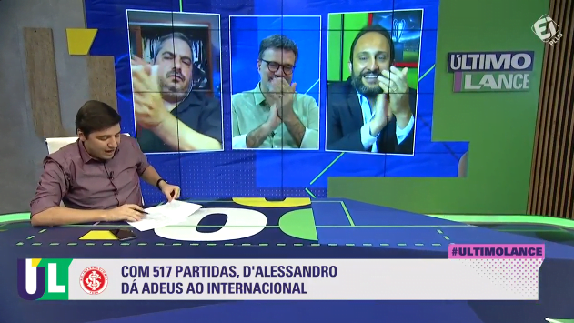 Na despedida, D'Alessandro diz que "a história continuará", e jornalistas aplaudem meia em programa ao vivo D'Alessandro