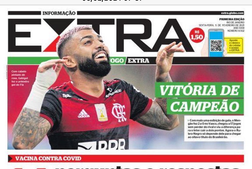 "Vitória de campeão", afirma jornal após Flamengo vencer o Vasco e reduzir distância do Inter vit