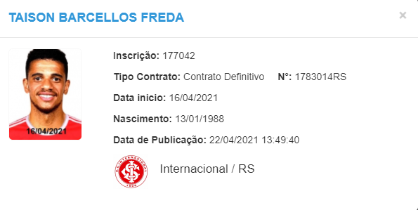 Com nome no BID, saiba quando deverá ser a reestreia de Taison; Inter não divulgará horário da chegada Screenshot_46