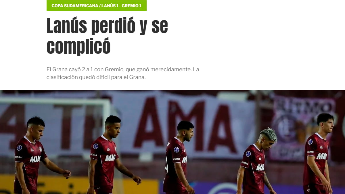 Imprensa argentina repercute triunfo do Grêmio sobre o Lanús e lembra final da Libertadores: "Maldito Déjà vu" Lanús
