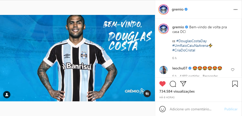 Na web: jovem do Grêmio já aguarda elásticos de Douglas Costa, e meia confirma que está retornando ao clube Douglas Costa