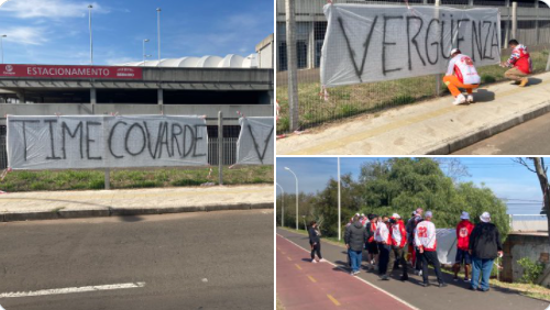 Time covarde, honrem a camisa e "vergüenza": como foi o protesto de torcedores do Inter nesta quarta-feira Verguenza