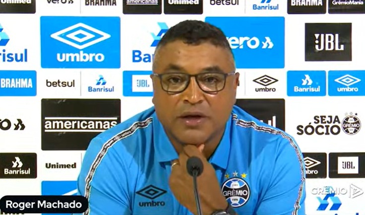 Assista à entrevista coletiva de Roger Machado após a vitória do Grêmio