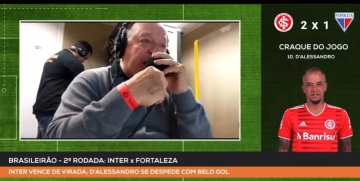 Pedro Ernesto se emociona ao narrar despedida de D'Alessandro e cita torcedores do Grêmio: "Certeza que o reconhecem" Pedro Ernesto