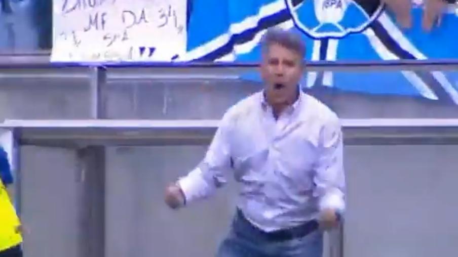 Vídeo: a comemoração de Renato Portaluppi no momento do gol da virada de Thaciano para o Grêmio Renato Portaluppi
