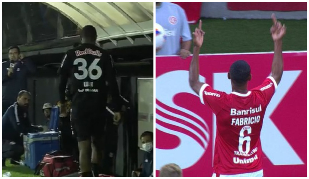 Jogador do Bragantino sai irritado, ignora o próprio treinador e "repete" Fabrício, ex-Inter; assista Fabrício Inter Bragantino