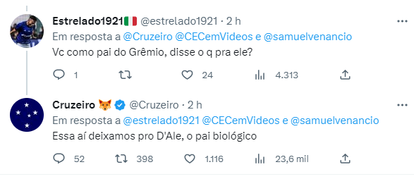 Após vitória, Cruzeiro corneta Suárez e diz que D'Alessandro é o "pai biológico" do Grêmio