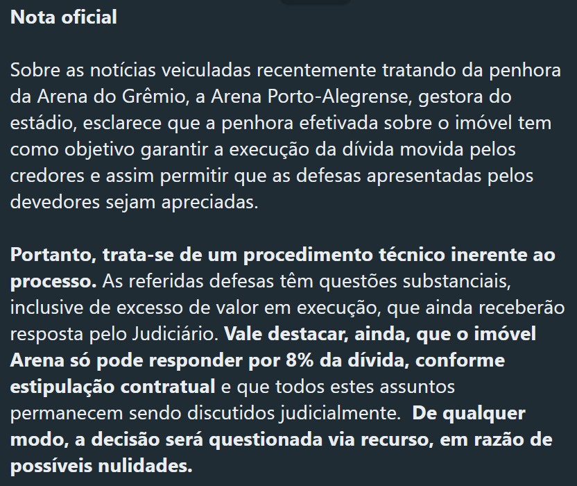 Grêmio poderá ser impedido de jogar na Arena? Entenda mais detalhes do caso