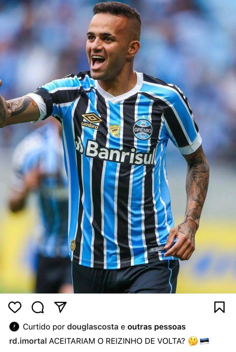 Quer vir junto? Douglas Costa "reage" em post que repercute possível volta de Luan ao Grêmio