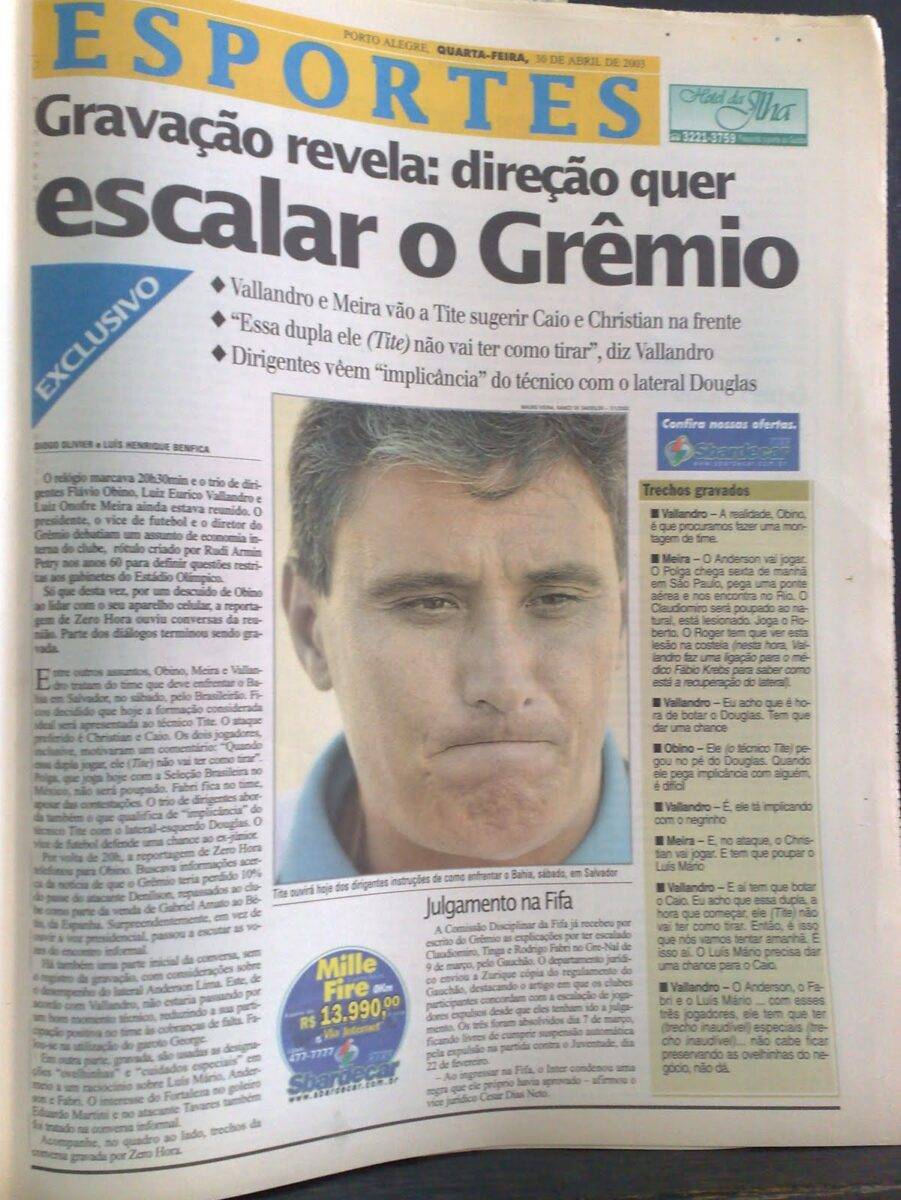 Caio Ribeiro faz revelações sobre o centenário do Grêmio e afirma ter descoberto "trairagem" de treinador