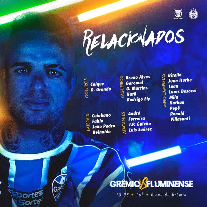 Com Luan e Geromel relacionados, veja provável Grêmio, horário e onde assistir contra o Fluminense