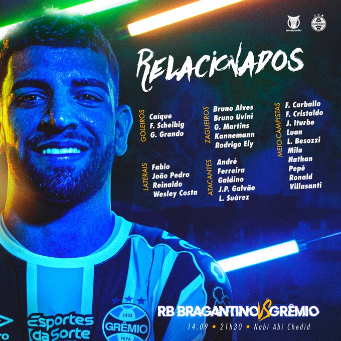 Com retorno dos "convocados", veja provável Grêmio, horário e onde assistir contra o Bragantino