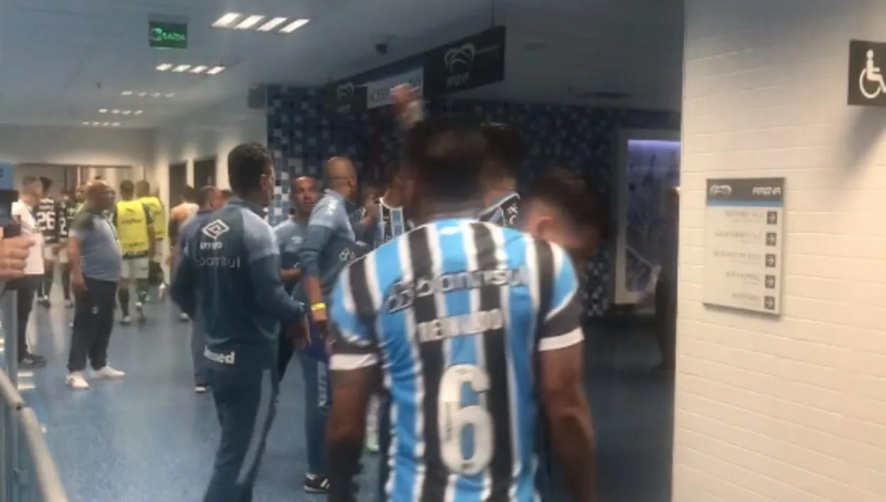 "Vai tomar...": jogadores de Grêmio e Palmeiras se estranham a caminho do vestiário; assista Grêmio