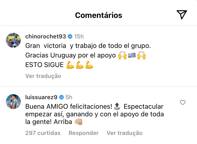 O recado de Suárez para Rochet nas redes sociais após a vitória do Uruguai contra o Chile