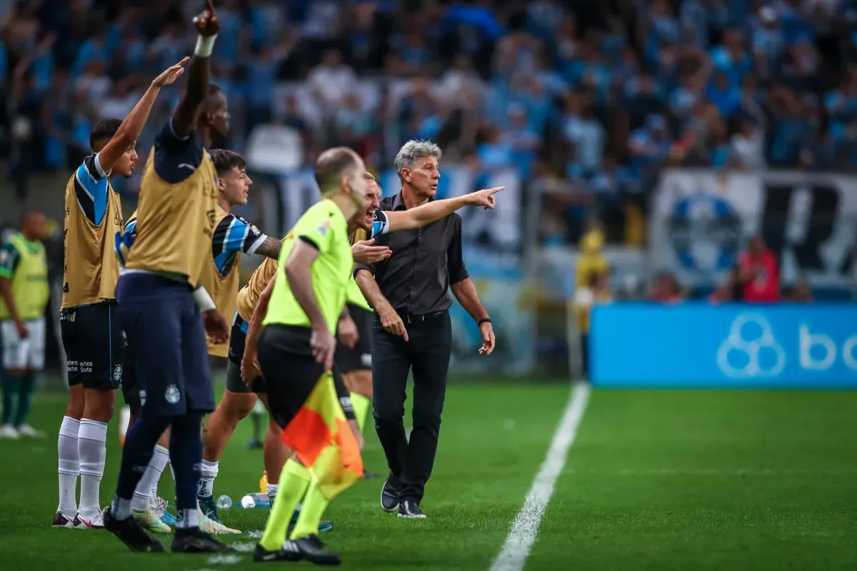 Renato vibrou com o Grêmio diante do Palmeiras