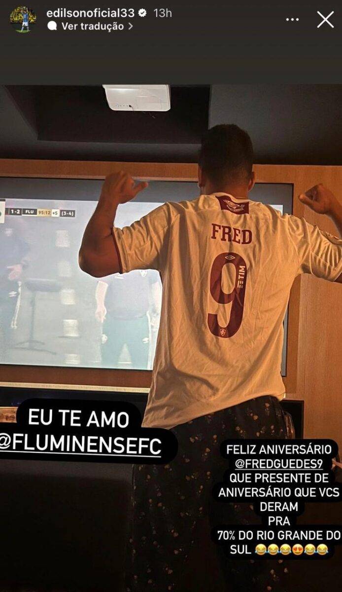 Edilson se junta a Maicon na corneta ao Inter e agradece Fluminense: "Presente para 70% do RS"