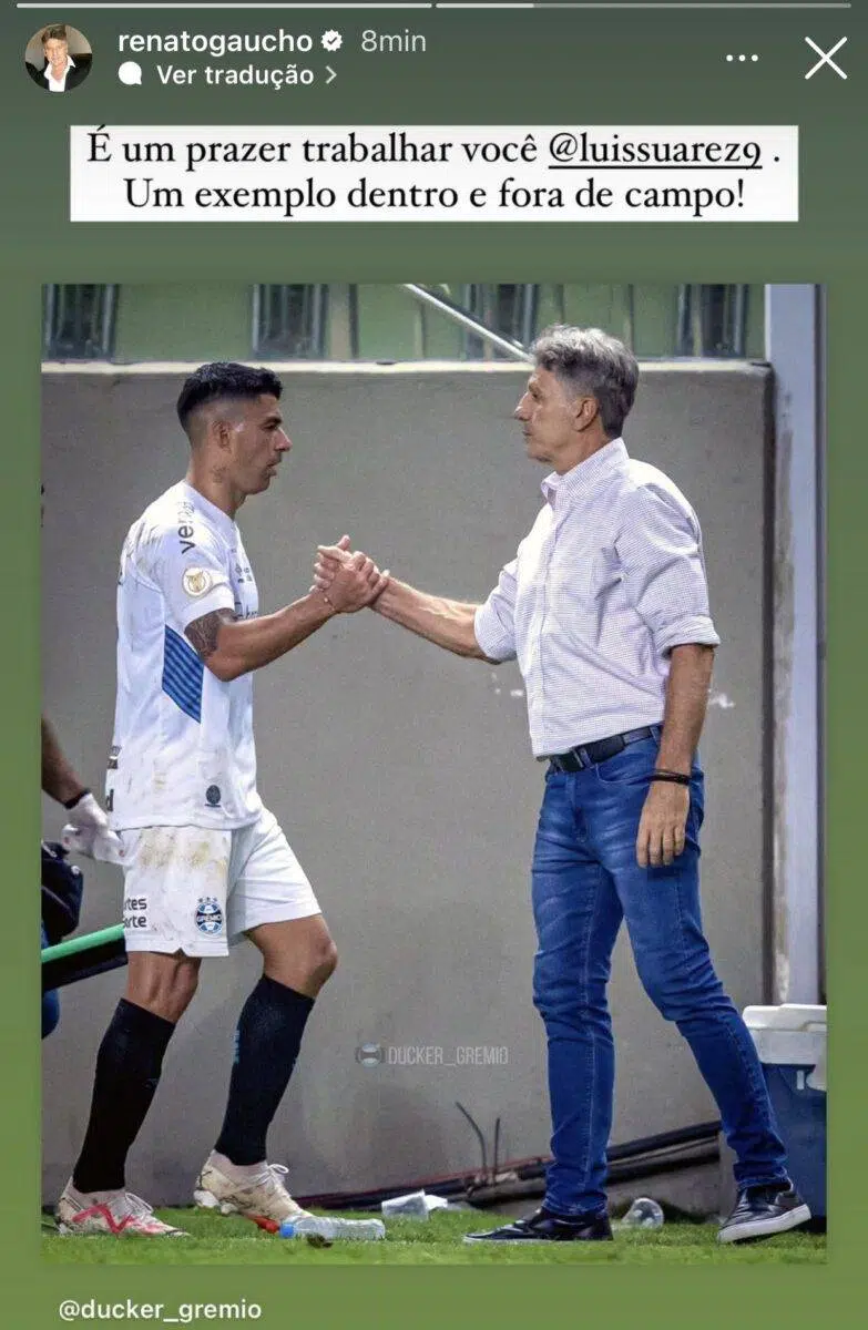 Renato escreve recado para Suárez após atuação de luxo e marca importante alcançada