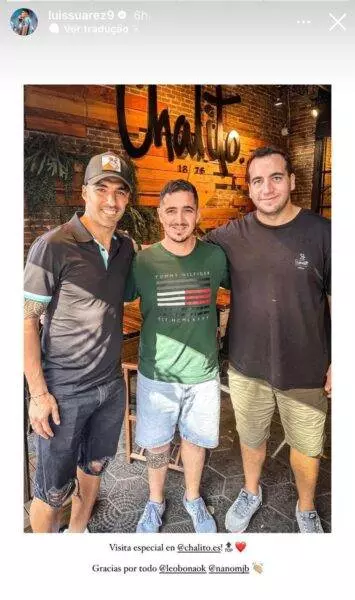 Ausente na reapresentação do Grêmio, Suárez curte dia de folga e faz postagens na web