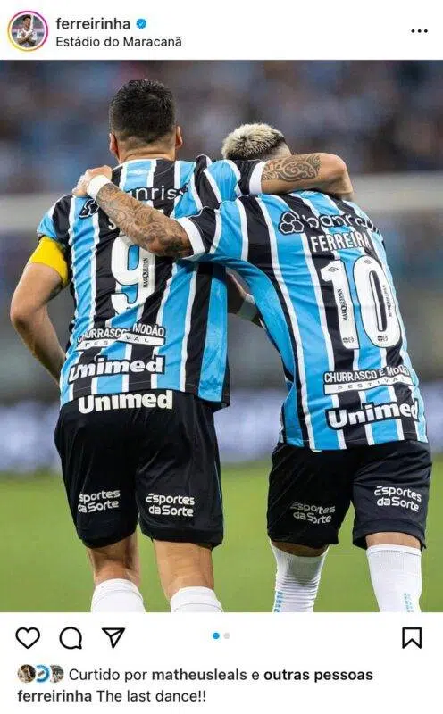 Após choro na Arena, Ferreira faz postagem enigmática na web antes de Fluminense x Grêmio