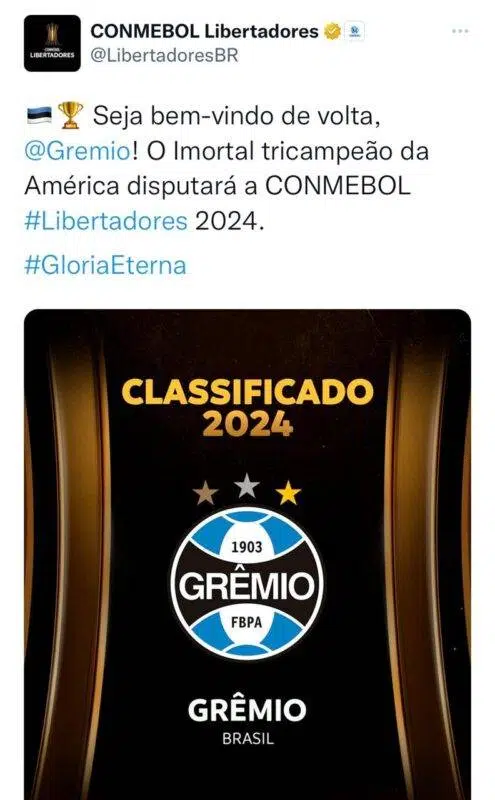 Grêmio alcança 22 participações na história da Libertadores; Renato classificou o time oito vezes