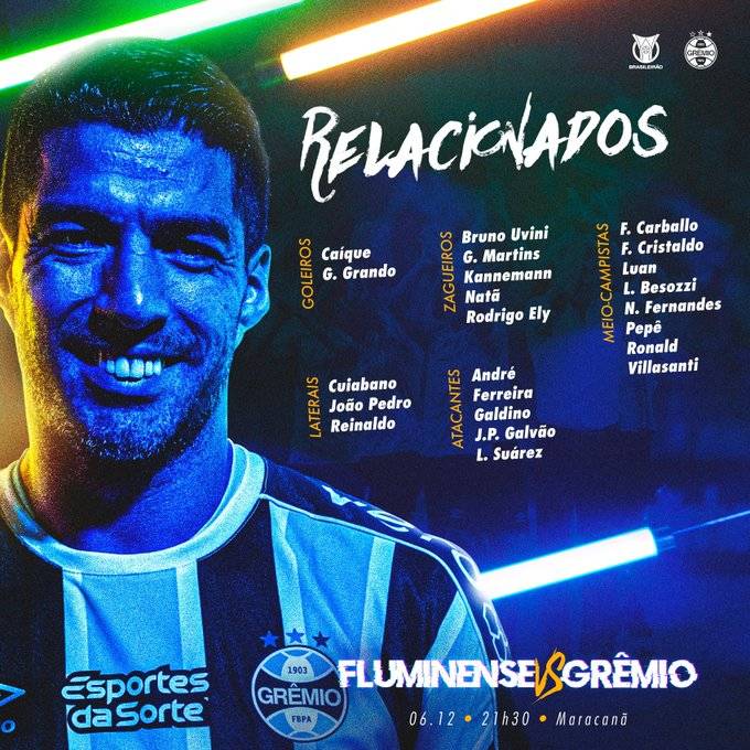 Não é só Suárez: os outros dois jogadores que podem se despedir do Grêmio contra o Fluminense