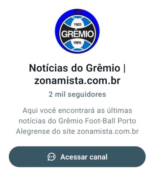 Canal WhatsApp - Zona Mista Grêmio