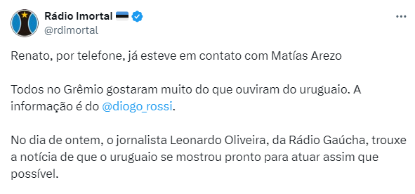 Renato, por telefone, ajuda direção do Grêmio a fechar com o terceiro reforço seguido