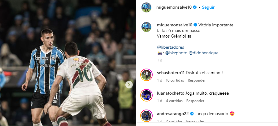 De olho em Fluminense x Grêmio, Monsalve já deixa novo recado em suas redes sociais