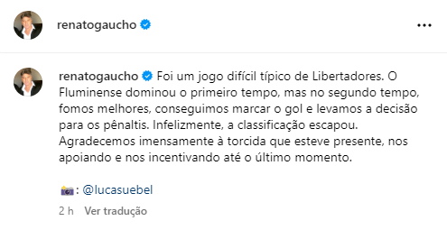 Demitir ou renovar? Presidente do Grêmio rasga elogios a Renato mesmo após queda