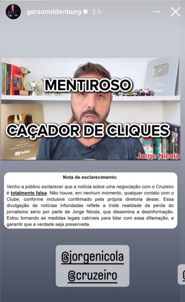 Staff de Renato ataca jornalista e promete tomar medidas cabíveis: "Mentiroso, caçador de cliques"