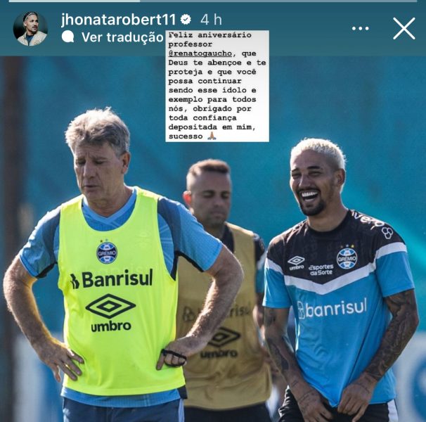 Ele sofreu com lesões e deixou o Grêmio recentemente, mas fez questão de agradecer Renato