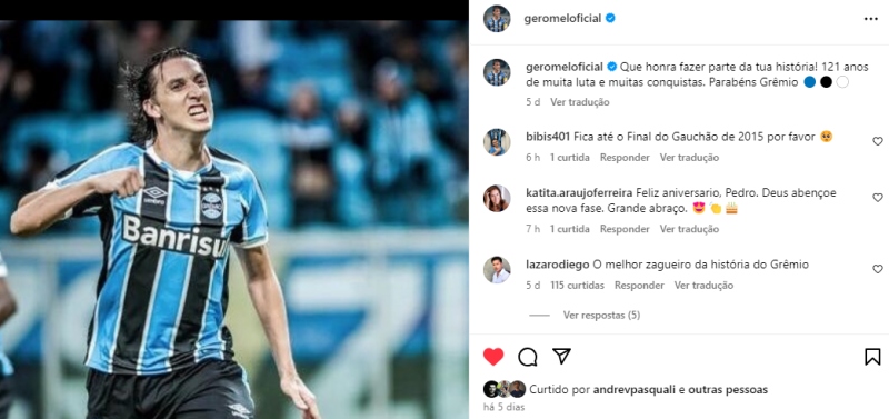 Geromel completa 39 anos com juras de amor ao Grêmio e futuro da carreira indefinido