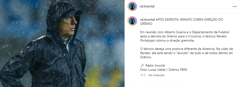 Vestiário do Grêmio tem reunião "quente" entre Renato e direção após derrota, diz rádio