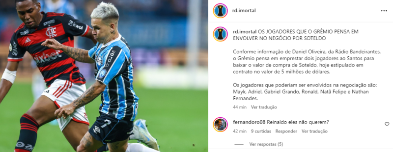 Grêmio considera Soteldo caro e apresenta lista de jogadores para trocar com o Santos