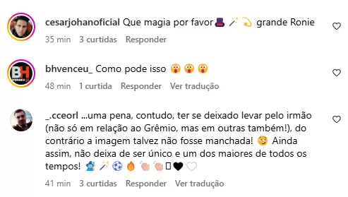 Ronaldinho Gaúcho surpreende com publicação sobre o Grêmio e recebe resposta de torcedores