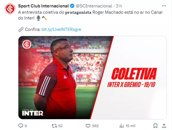 "CPF na nota?": Inter publica várias provocações ao Grêmio após vencer o Gre-Nal