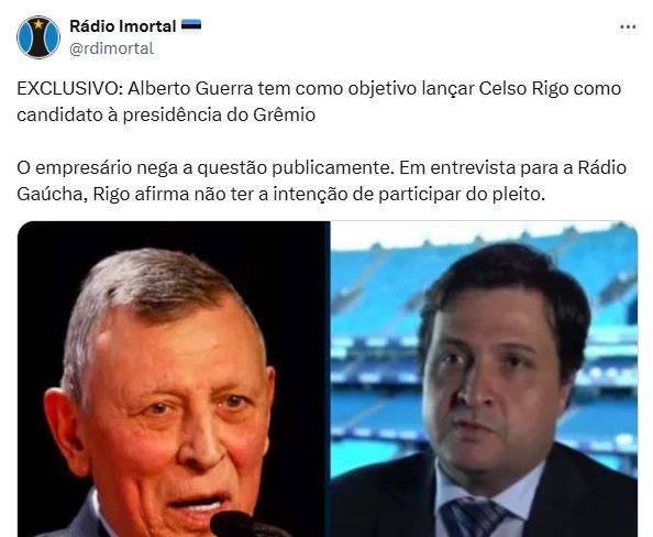 O nome que seria o favorito de Alberto Guerra para ser o próximo presidente do Grêmio