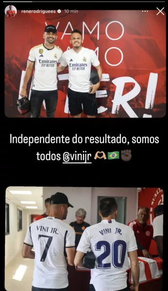 Jogadores do Inter se reapresentam com a camisa de Vini Jr: "Independente do resultado"