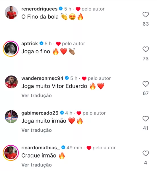 O jogador do Inter que recebeu comentário de Mercado após a vitória: "Joga muito"