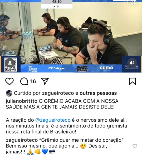 Ex-zagueiro de 2007 vira comentarista e sofre com o Grêmio: "Quer me matar do coração"