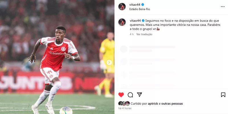 O jogador do Inter que recebeu comentário de Mercado após a vitória: "Joga muito"