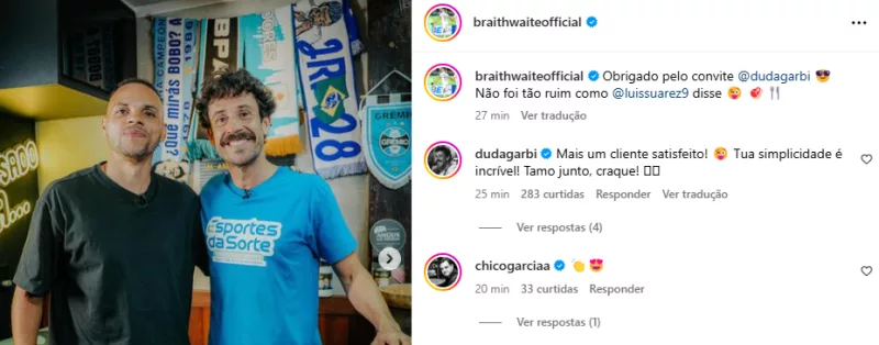 O motivo de Braithwaite ter citado Suárez em nova publicação nas redes sociais