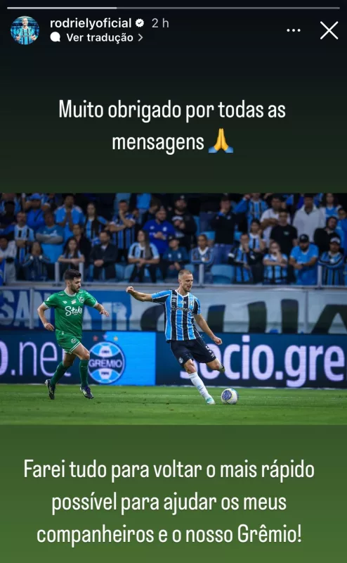 Zagueiro do Grêmio se manifesta após ter suspeita de grave lesão: "Farei tudo"