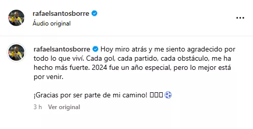 Borré relembra chegada ao Inter e faz post na web sobre a temporada de 2024