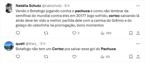 Torcedores do Grêmio lembram de Cortez após derrota do Botafogo para o Pachuca