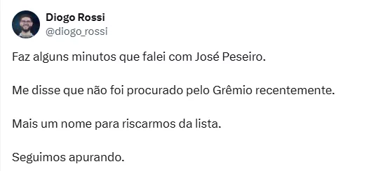 Técnico estrangeiro conversa com repórter e diz não ter sido procurado pelo Grêmio