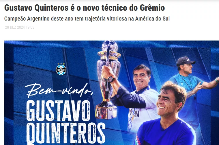 Grêmio teve um "cuidado especial" ao fazer o anúncio de Gustavo Quinteros; entenda